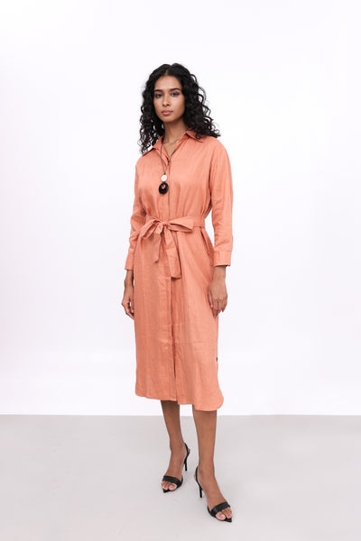 Đầm Linen Tưng Premium - Sơ Mi Giấu Nút Tay Dài