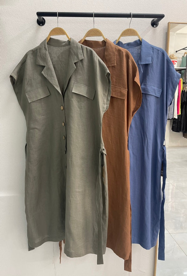 Đầm Linen Tưng Premium - Cổ Danton
