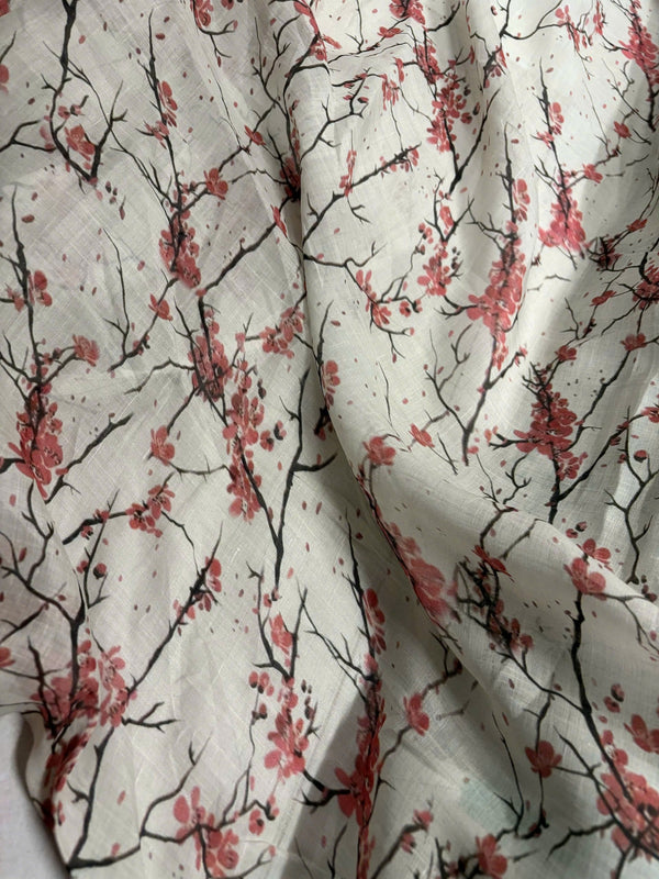 Vải Linen Tơ Bông - Cánh Đào Bay