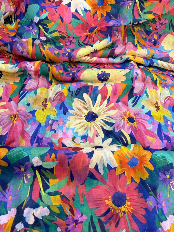 Vải Linen Tơ Bông - Họa Mi Nhiều Màu