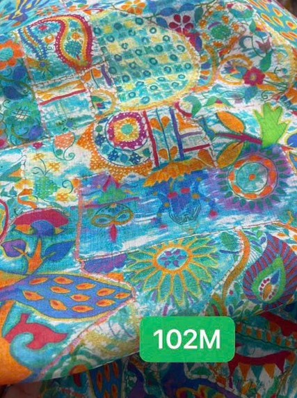 Vải Linen Tơ Bông - Lập Thể Con Công