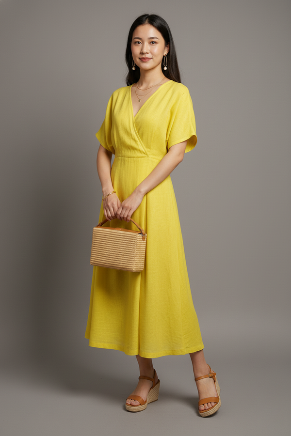 Đầm Linen Tưng Premium - Xòe Xếp Ly