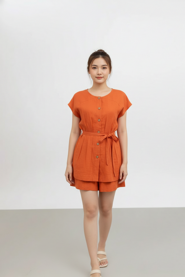 Áo Linen Tưng Premium - Xếp Ly Eo Con Kiến