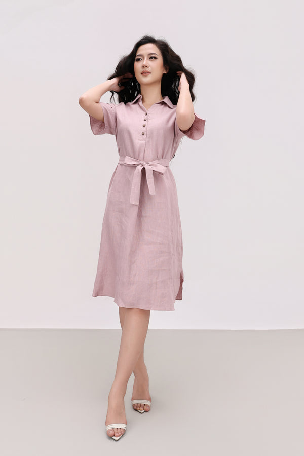 Đầm Linen Tưng Premium - Sơ Mi Xếp Ly