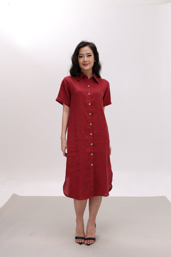 Đầm Linen Tưng Premium - Sơ Mi Ngắn Tay