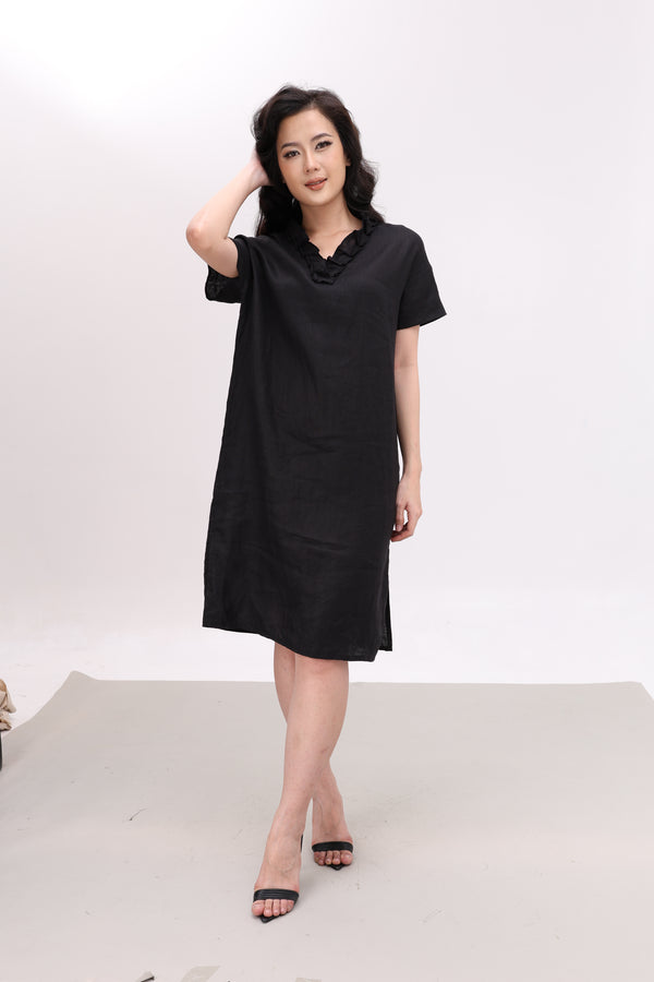 Đầm Suông Linen Tưng Premium - Suông Bèo Cổ