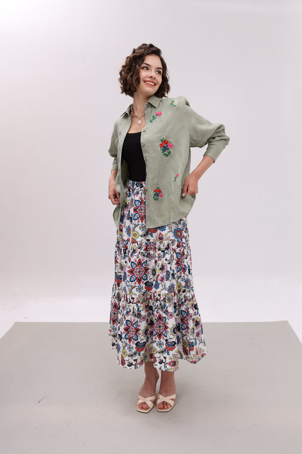 Chân Váy Linen Tưng Premium - Nhúng 3 Tầng