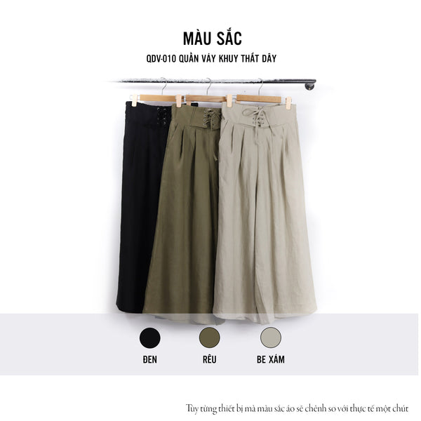 Quần Váy Khuy Thắt Dây Vải Linen – Dáng Suông, Phù Hợp Mọi Dáng Người