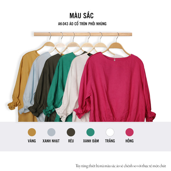 Áo Linen Tưng Premium - Cổ Tròn Phối Nhúng