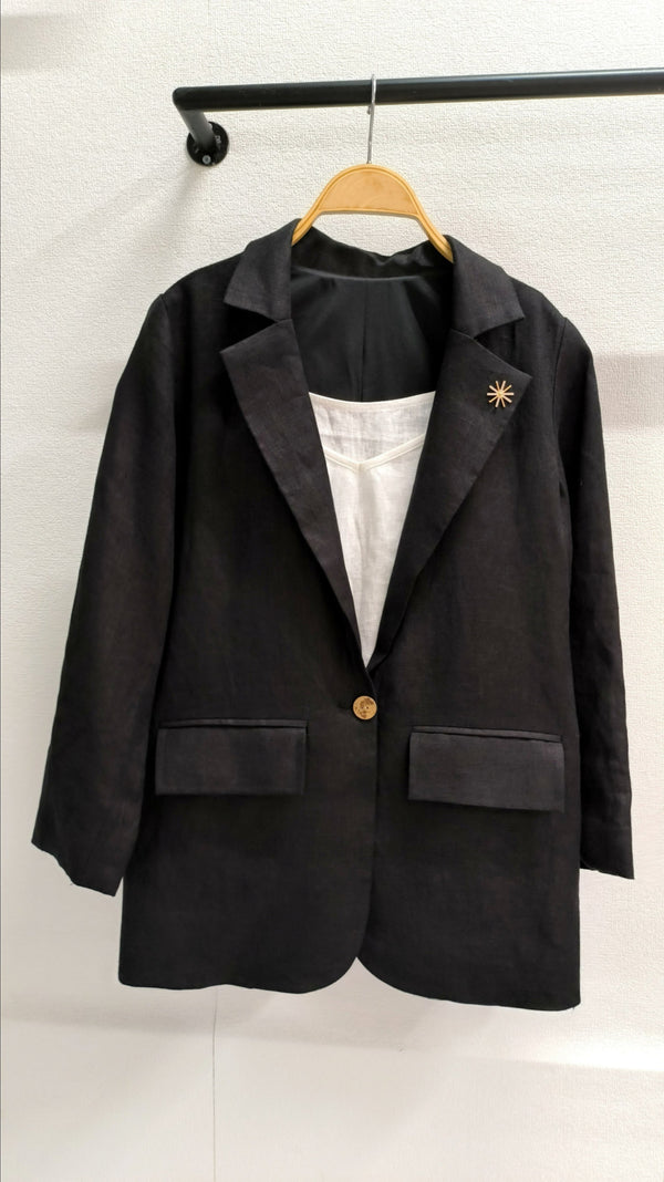 Áo Linen Tưng Premium - Blazer Tay Dài Có Lót