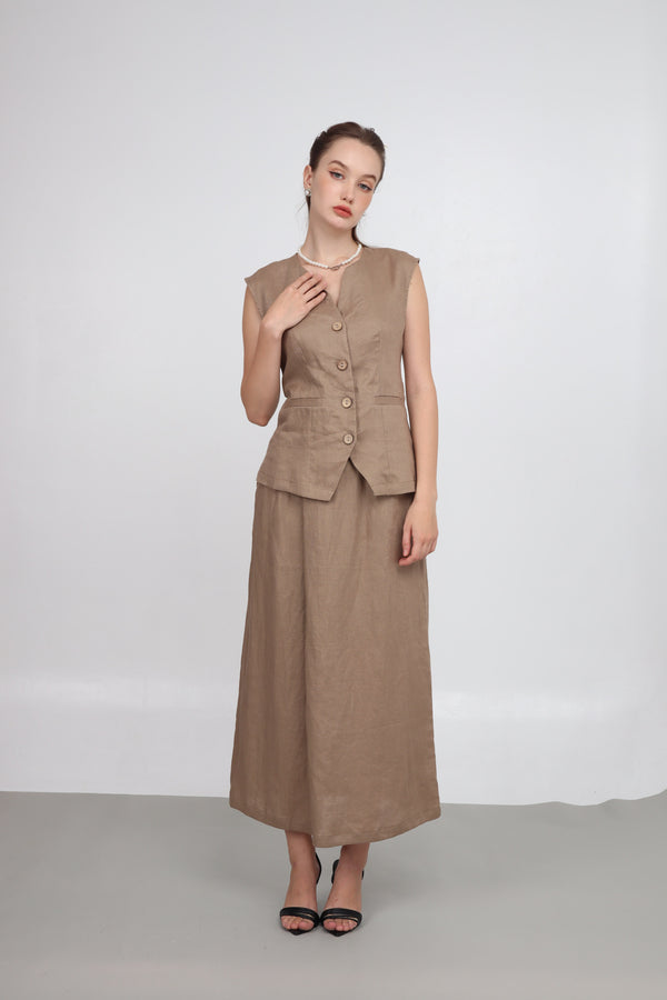 Áo Linen Tưng Premium - Ghi Lê Cổ Chìa Khóa