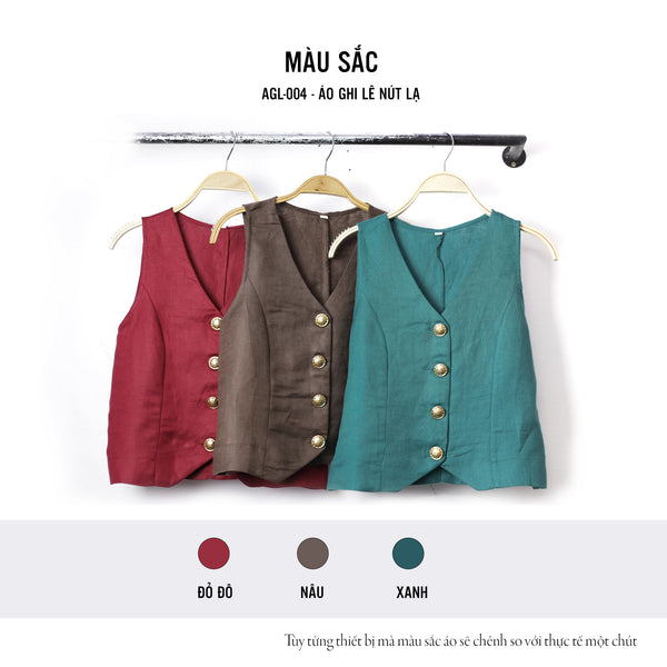 Áo Linen Tưng Premium - Ghi Lê Nút Lạ