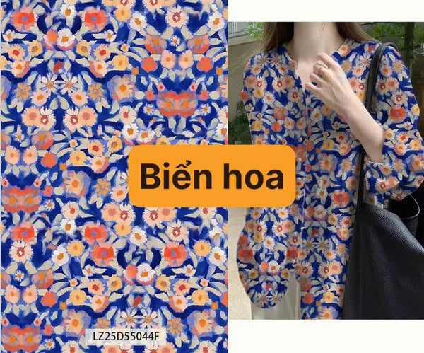 Vải Linen Tơ Bông - Biển Hoa