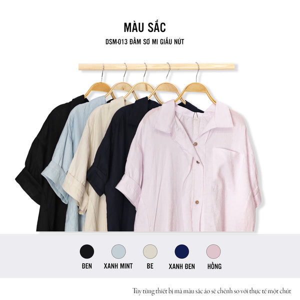 Đầm Linen Tưng Premium - Sơ Mi Giấu Nút