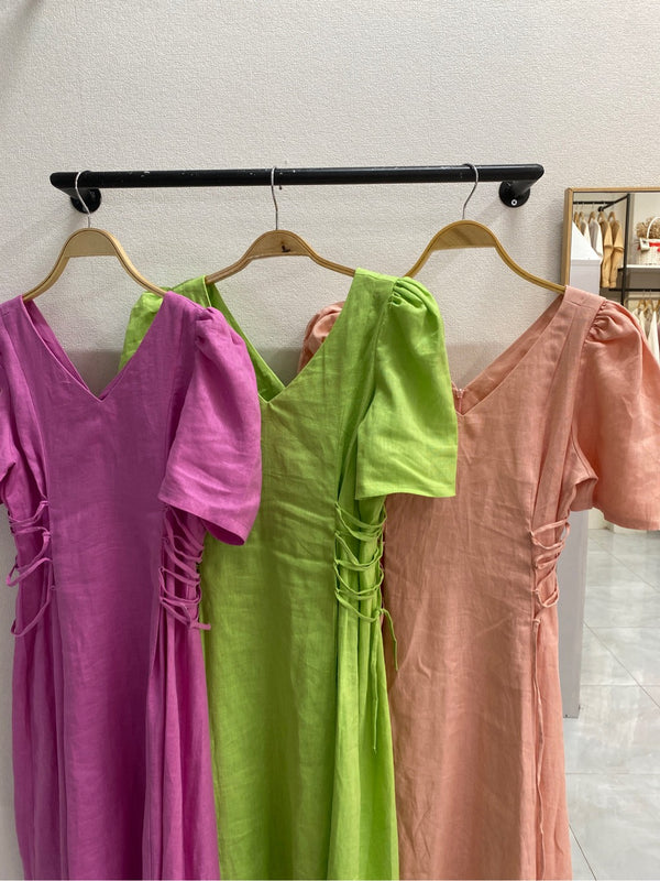 Đầm Linen Tưng Premium - Thiết Kế Đan Eo Dây