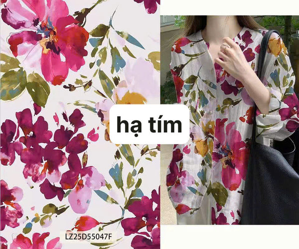 Vải Linen Tơ Bông - Hạ Tím