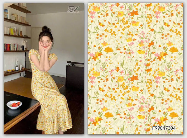 Vải Linen Tơ Bông - Hoa Nhí