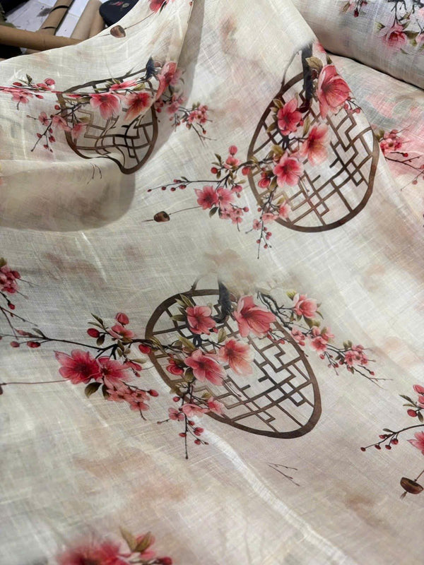 Vải Linen Tơ Bông - Ô Cửa Mùa Xuân