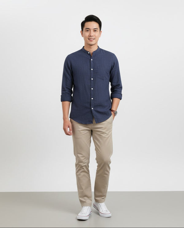 Áo Linen Tưng Premium - Sơ Mi Nam Cổ Trụ