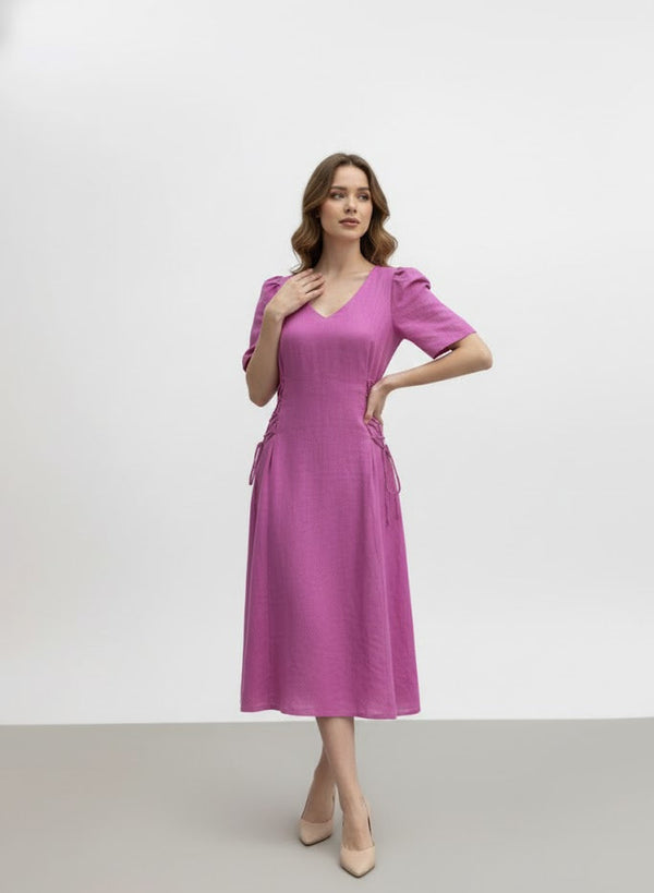 Đầm Linen Tưng Premium - Thiết Kế Đan Eo Dây