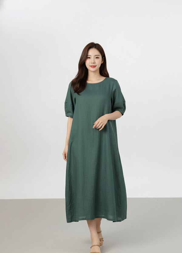 Đầm Linen Tưng Premium - Linen Suông Tay Phồng