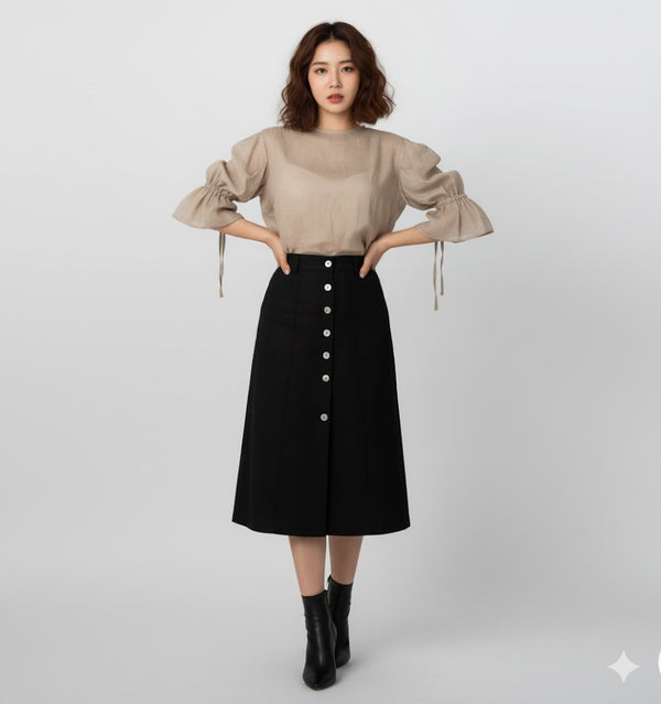 Áo Linen Tưng Premium - Kiểu Dây Nơ Lưng Tay Rút