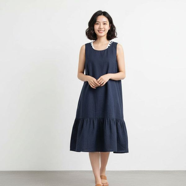 Đầm Linen Tưng Premium - Lưng Đan Dây
