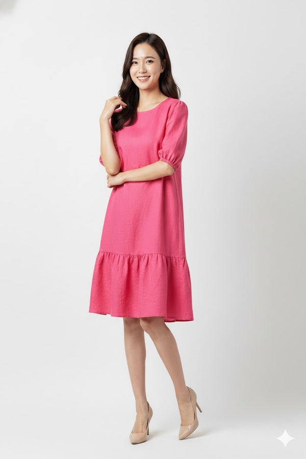 Đầm Linen Tưng Premium - Cột Dây Tay Xoắn