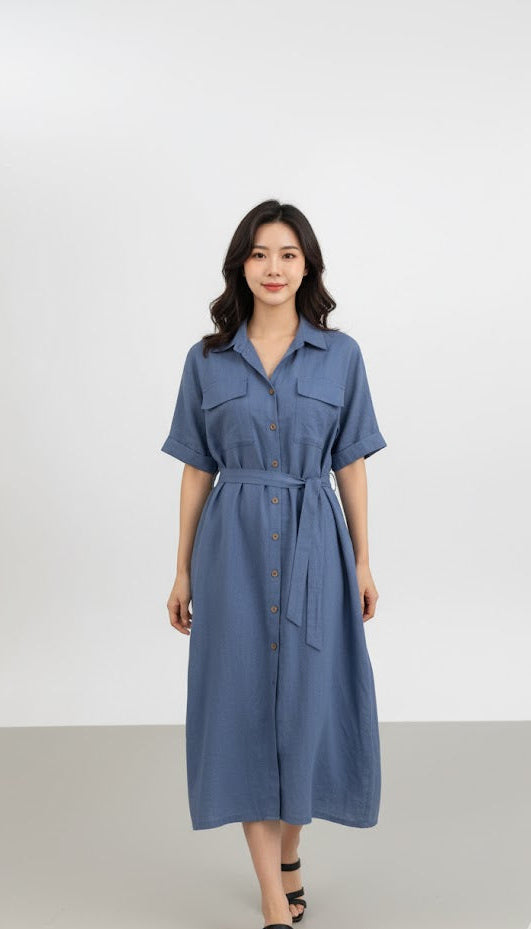 Đầm Linen Tưng Premium - Cổ Danton