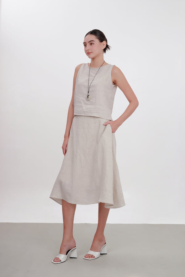 Chân váy xoè tròn thun sau - Vải linen mới nhất 2025