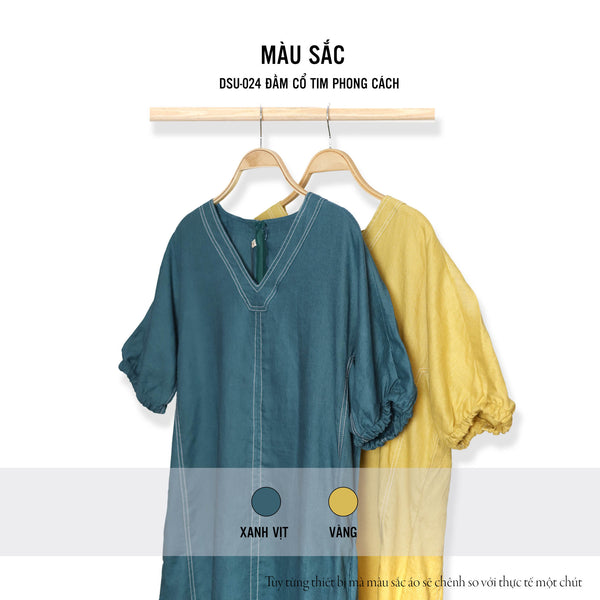 Đầm Cổ Tim Vải Linen – Thanh Lịch, Mát Mẻ Cho Mùa Hè